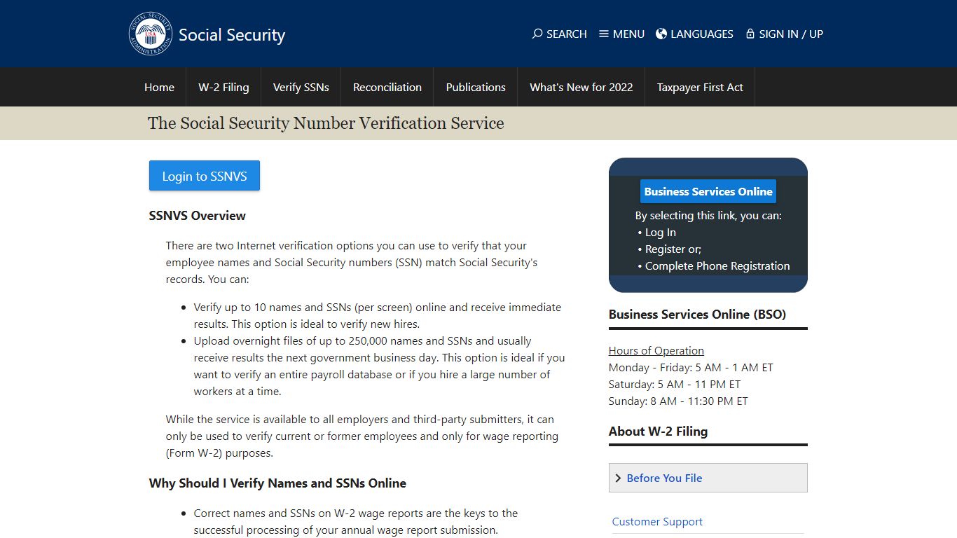 The Social Security Number Verification Service